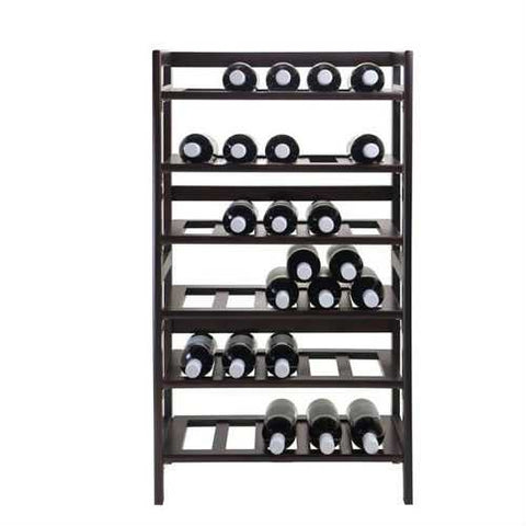 Image of 34-Bottle Wine Rack in Dark Brown Walnut Wood Finish