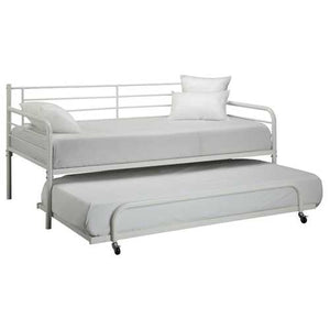 Twin size Roll Out Trundle Bed Frame in White Metal