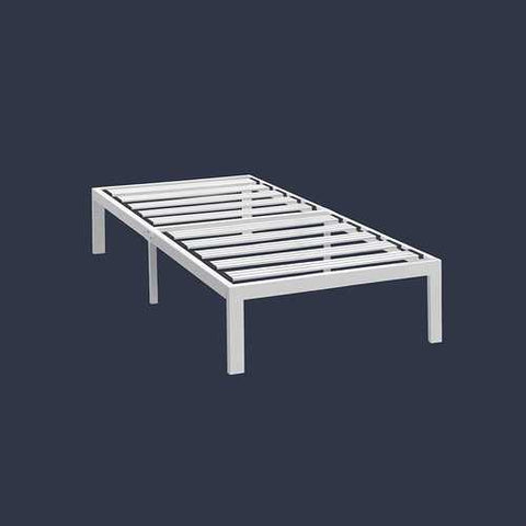 Image of Twin size Heavy Duty Steel Platform Bed Frame in White