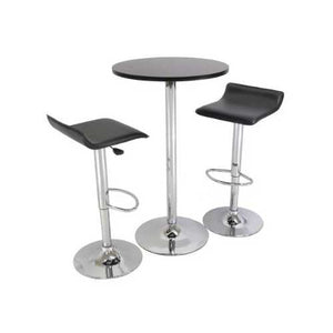 Set of 2 Modern Air-Lift Adjustable Bar Stools with Black Seat