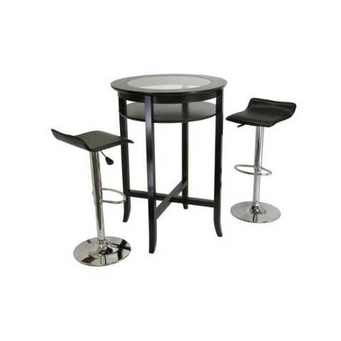 Image of Set of 2 Modern Air-Lift Adjustable Bar Stools with Black Seat