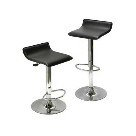 Image of Set of 2 Modern Air-Lift Adjustable Bar Stools with Black Seat