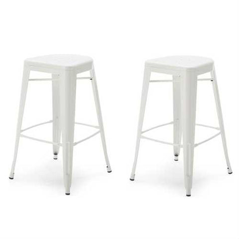 Image of Set of 2 - White Modern Metal Bar Stools