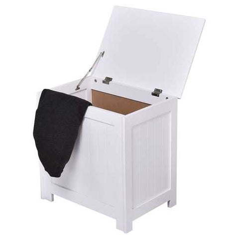 Image of Bathroom Laundry Hamper Clothes Storage Cabinet in White