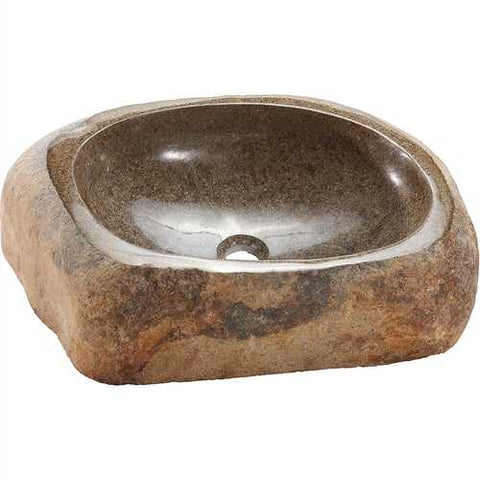 Image of Handmade Unique Granite Stone Sink in Natural Tan Brown Beige Color