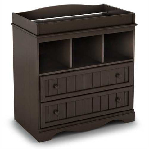 Image of Espresso Wood Baby Diaper Changing Table with 2 Drawers