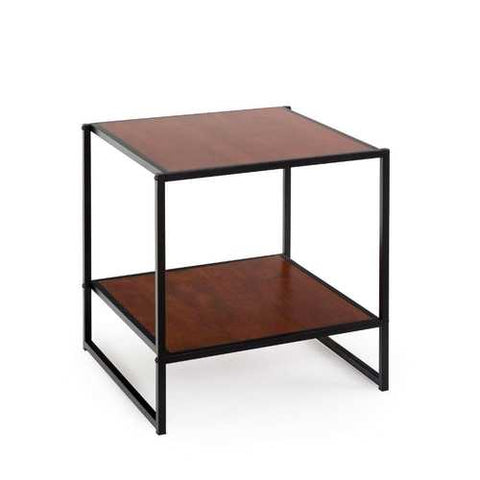 Image of Modern Steel Frame End Table Nightstand in Brown