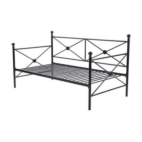 Image of Twin size Contemporary Daybed and Trundle Set in Black Metal Finish