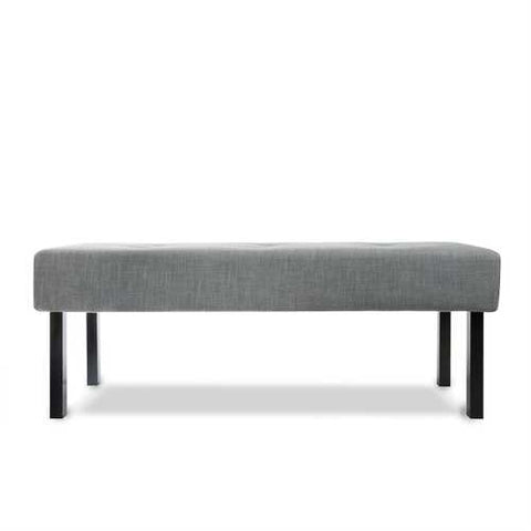 Image of Modern Grey Linen Upholstered Memory Foam Button-Tufted Accent Bench