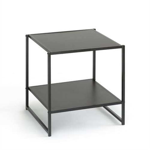 Image of Modern Steel Frame End Table Nightstand in Espresso