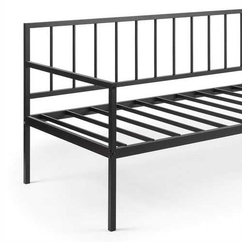 Image of Twin Modern Black Metal Daybed Frame with Steel Slats