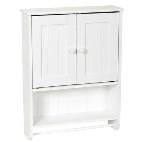 Image of Wall Mount Bathroom Cabinet with Towel Bar in White Finish